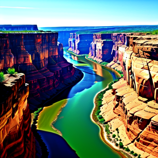 River canyon with wild West houses hanging on it, centered, Canyon, 8k, HD with style of