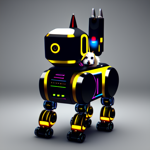 Robot version of a dog with a mashingun on its body, centered, Cybernetic Animal, 8k, HD with style of