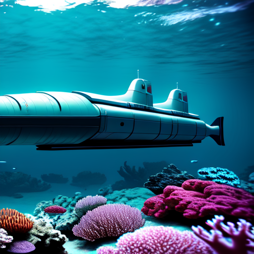 Futuristic underwater submarines, centered, 8k, HD with style of