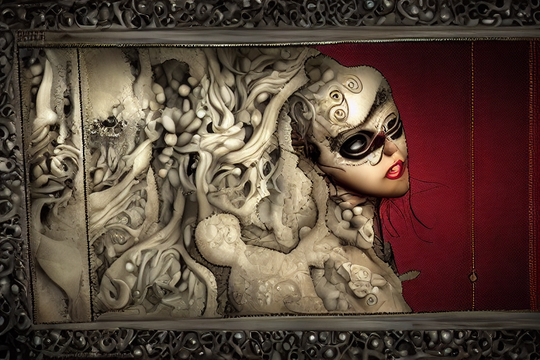 Body horror woman looking at apple