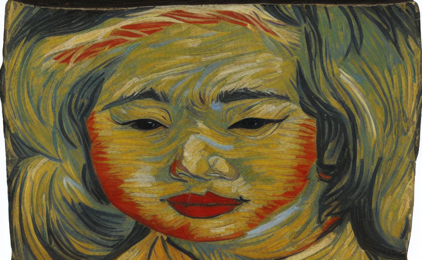 Asian woman, woman, by Van Gogh