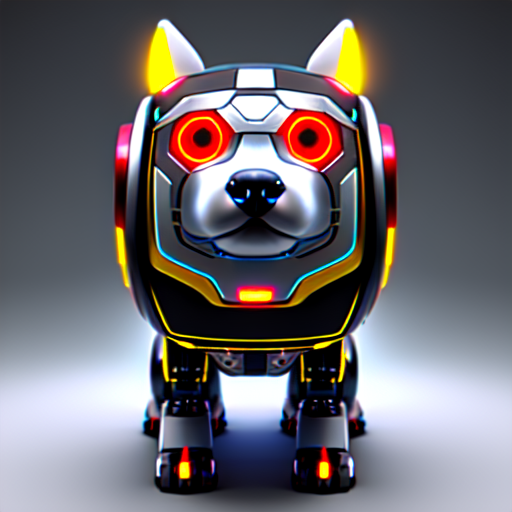 Robot version of a dog with a mashingun on its body, centered, Cybernetic Animal, 8k, HD with style of