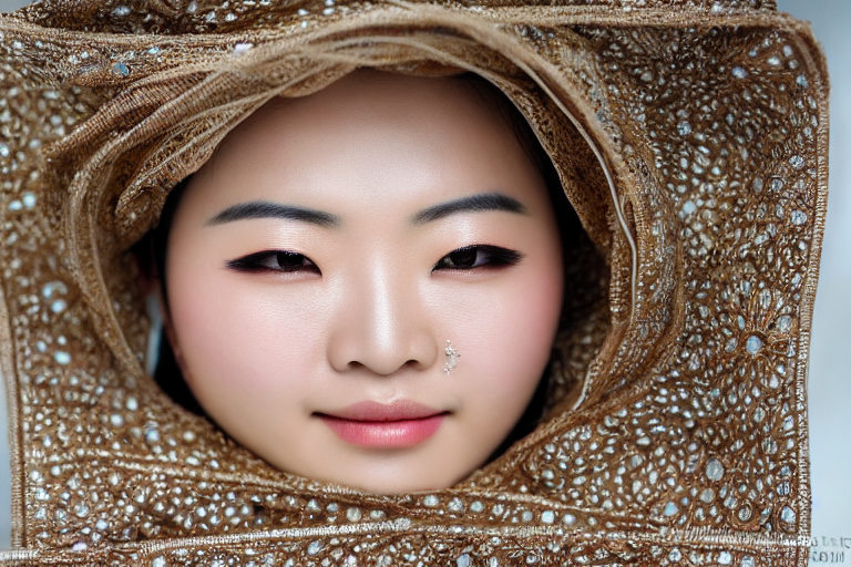 Asian woman, light freckles