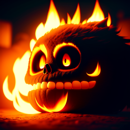 Burning Skull, cute and adorable, long fuzzy fur, Pixar render, unreal engine cinematic smooth, intricate detail, cinematic, 8k, HD with style of