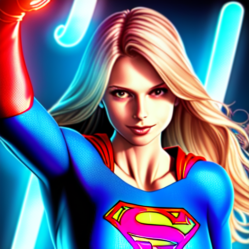 Supergirl, Neon Bikini, centered, 8k, HD with style of