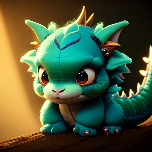 Cute baby dragon, cute and adorable, long fuzzy fur, Pixar render, unreal engine cinematic smooth, intricate detail, cinematic, 8k, HD with style of