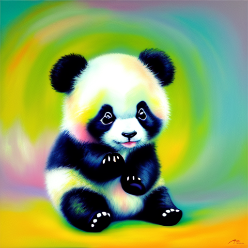 Cute baby panda, centered, pastel colors style, colorful with style of (Pierre-Auguste Renoir)