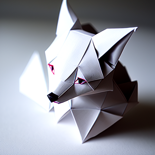 Paper fox origami, centered, (((Paper Art))), (((origami))), 8k, HD with style of