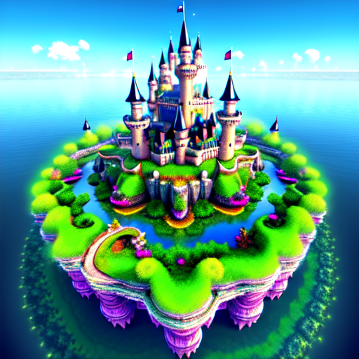 Fantasy world with floating castles, centered, Castle, 8k, HD with style of