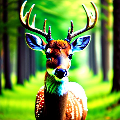 Cute deer, centered, 8k, HD with style of