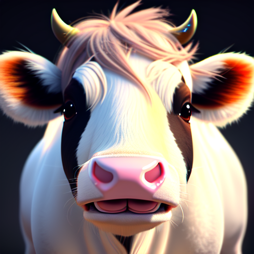 Cute cow, cute and adorable, long fuzzy fur, Pixar render, unreal engine cinematic smooth, intricate detail, cinematic, 8k, HD with style of