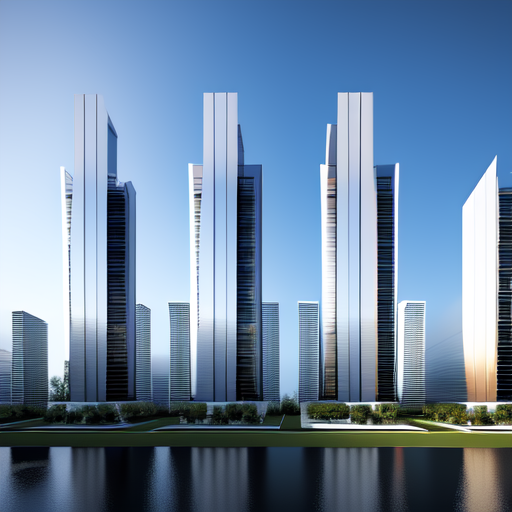 Ultra modern buildings, centered, Architecture, 8k, HD with style of