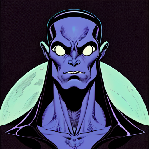 A cool and handsome alien from the center of the universe and also humanoid and has similar appearance to humans and big pp, centered, Pablo olivera, smooth lines, graphic novel, comic art, trending on artstation ((Mike Mignola)) with style of (Gil Kane)