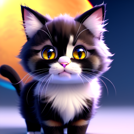 Cute cat of the future, cute and adorable, long fuzzy fur, Pixar render, unreal engine cinematic smooth, intricate detail, cinematic, 8k, HD with style of