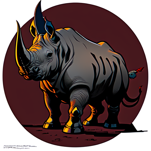 make a rhino mixed with a ostric and a dragon, centered, (Hybrid Animal), Pablo olivera, smooth lines, graphic novel, comic art, trending on artstation ((Mike Mignola)) with style of (Mike Mignola)