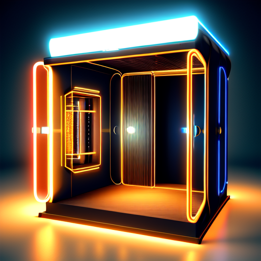 time machine booth quantum mechanics, centered, 3d, octane render, high quality, 4k with style of