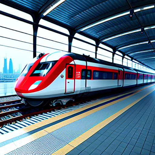 hovercraft like train in a futuristic railway station, centered, 8k, HD with style of