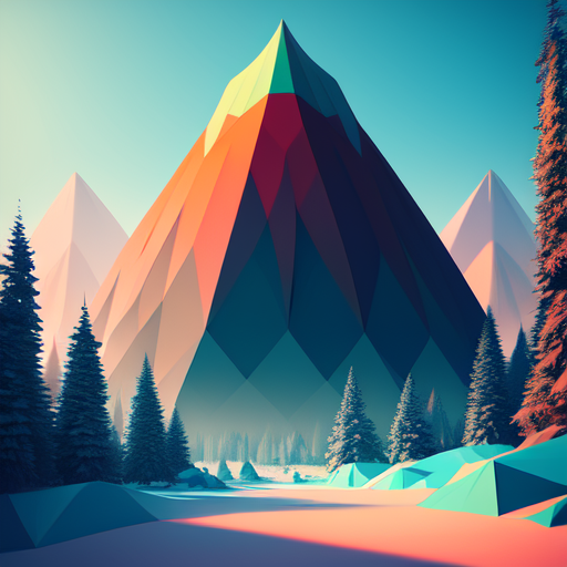 Low poly in nature, centered, Low Poly Style, digital art, trending on artstation, (cgsociety) with style of (Mandy Jurgens)