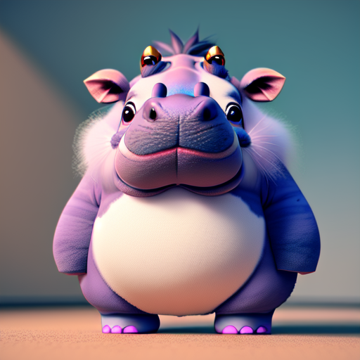 Cute hippo, cute and adorable, long fuzzy fur, Pixar render, unreal engine cinematic smooth, intricate detail, cinematic, 8k, HD with style of