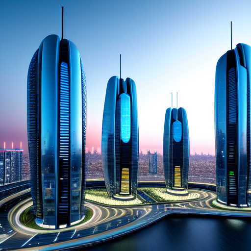 futuristic buildings, centered, Architecture, 8k, HD with style of