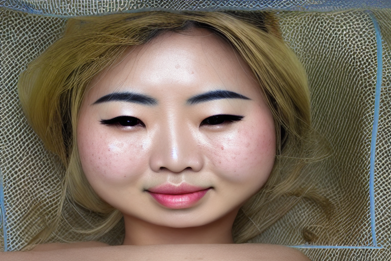 Asian woman, light freckles