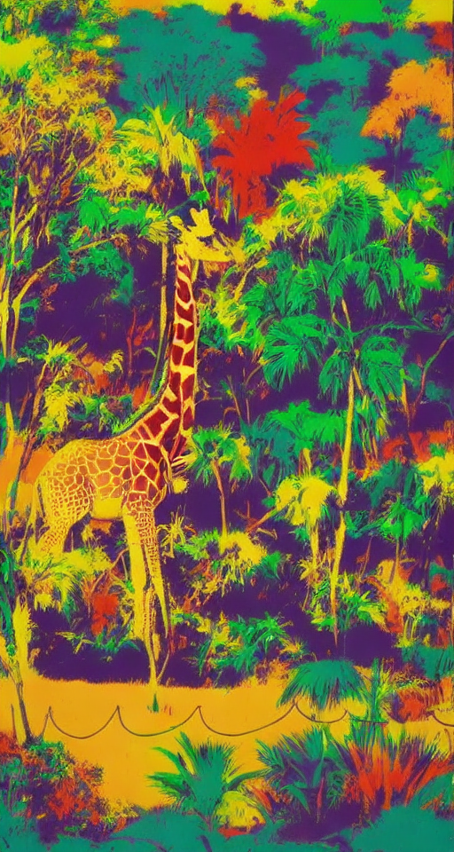 Giraffe and a sunny day at jungle by Andy Warhol