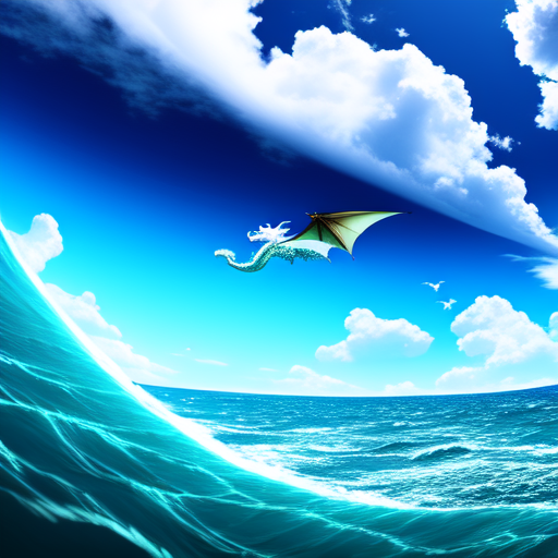 Dragon soaring over ocean, centered, Dragon, 8k, HD with style of