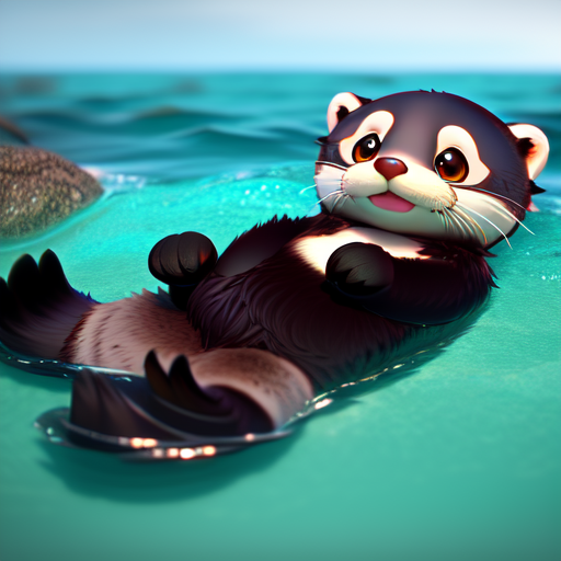 Cute sea otter, cute and adorable, long fuzzy fur, Pixar render, unreal engine cinematic smooth, intricate detail, cinematic, 8k, HD with style of