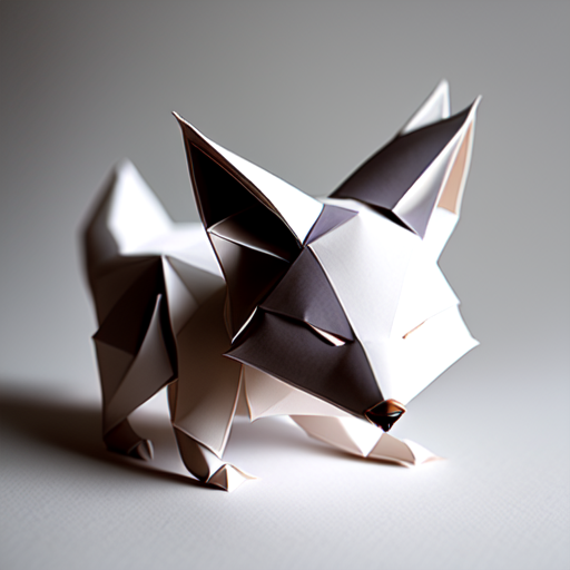 Paper fox origami, centered, (((Paper Art))), (((origami))), digital art, trending on artstation, (cgsociety) with style of (Mandy Jurgens)