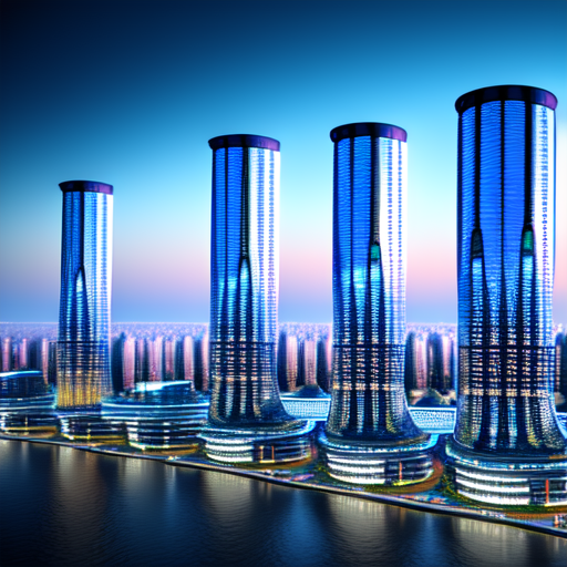 futuristic buildings, centered, Architecture, 8k, HD with style of