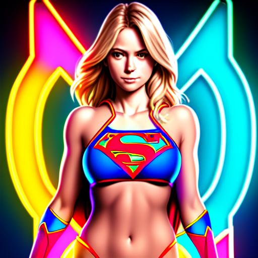 Supergirl, Neon Bikini, centered, 8k, HD with style of