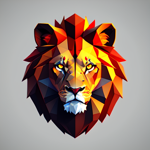 low poly lion, centered, Low Poly Style, digital art, trending on artstation, (cgsociety) with style of (Mandy Jurgens)