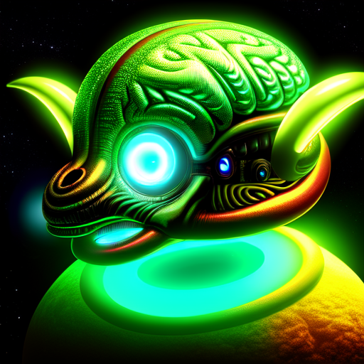 a giant alien with a glowing see trough brain and 2 mouths, centered, Alien Creature, 8k, HD with style of