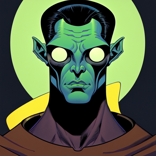 A cool and handsome alien from the center of the universe, centered, Pablo olivera, smooth lines, graphic novel, comic art, trending on artstation ((Mike Mignola)) with style of (John Byrne)