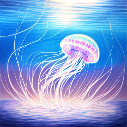 Jellyfish ballet in sublime motion, centered, Ocean, Realistic art, pencil drawing with style of