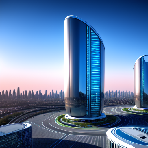 futuristic buildings, centered, Architecture, 8k, HD with style of