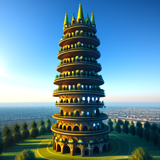 Twisted tower, centered, Architecture, 8k, HD with style of