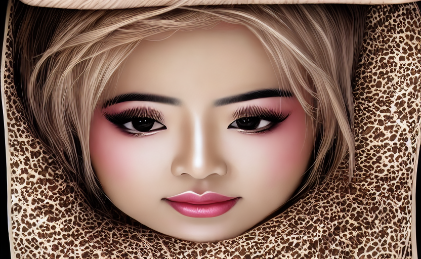 Asian woman, light freckles