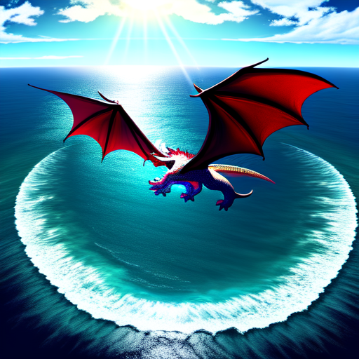 Dragon soaring over ocean, centered, Dragon, 8k, HD with style of