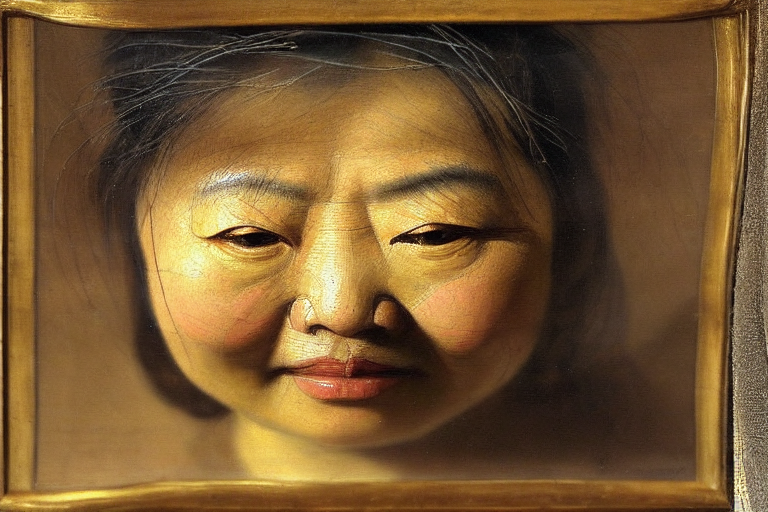 Asian woman, painted by Rembrandt