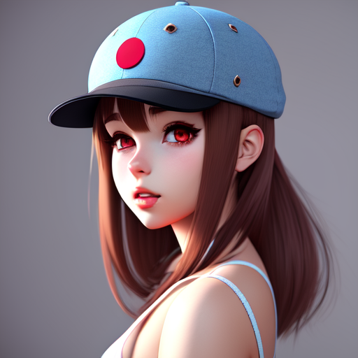 Anime girl with a cap wearing underwear, centered, digital art, trending on artstation, (cgsociety) with style of (Heraldo Ortega)