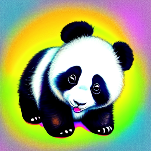 Cute baby panda, centered, pastel colors style, colorful with style of (Edgar Degas)