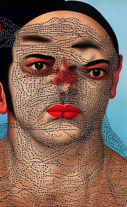 Handsome man  by Frida Kahlo by Rene Magritte surrealist