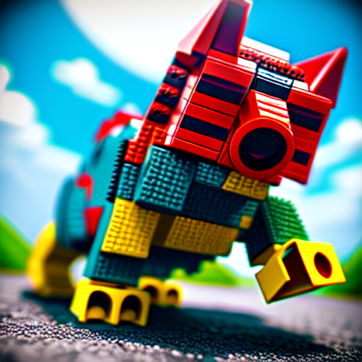 Lego creature roaming free, centered, ((Lego)), 8k, HD with style of