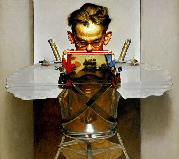 Its a photo of a sketch.  by Norman Rockwell by Edward Hopper