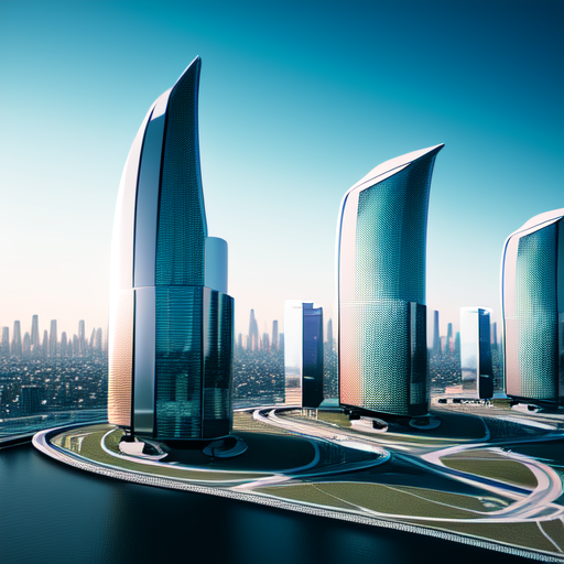 the line futuristic buildings, centered, Architecture, 8k, HD with style of