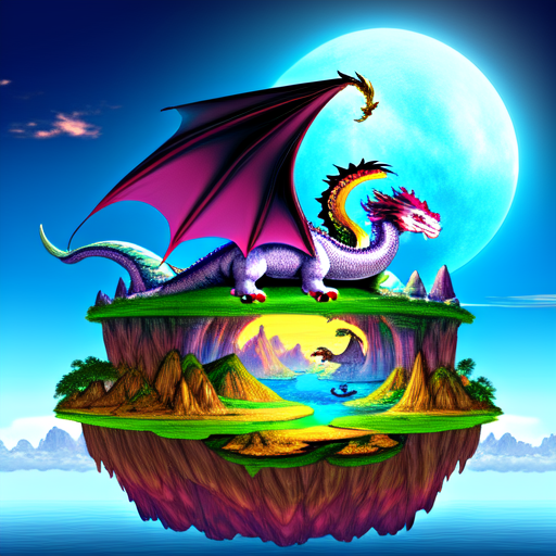 Dragon mutation with the king of all dragons on the center of a floating island, centered, Dragon, 8k, HD with style of