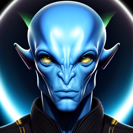 A cool and handsome alien from the center of the universe, centered, Portrait style, sharp, highly detailed, 8k, HD with style of (Half-Length)