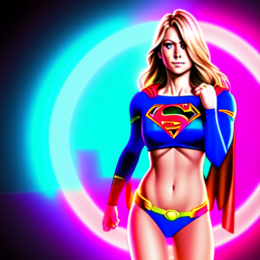 Supergirl, Neon Bikini, centered, 8k, HD with style of