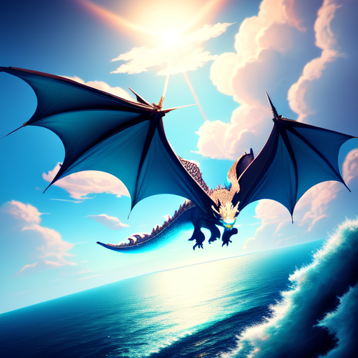 Dragon soaring over ocean, centered, Dragon, digital art, trending on artstation, (cgsociety) with style of (Irina French)